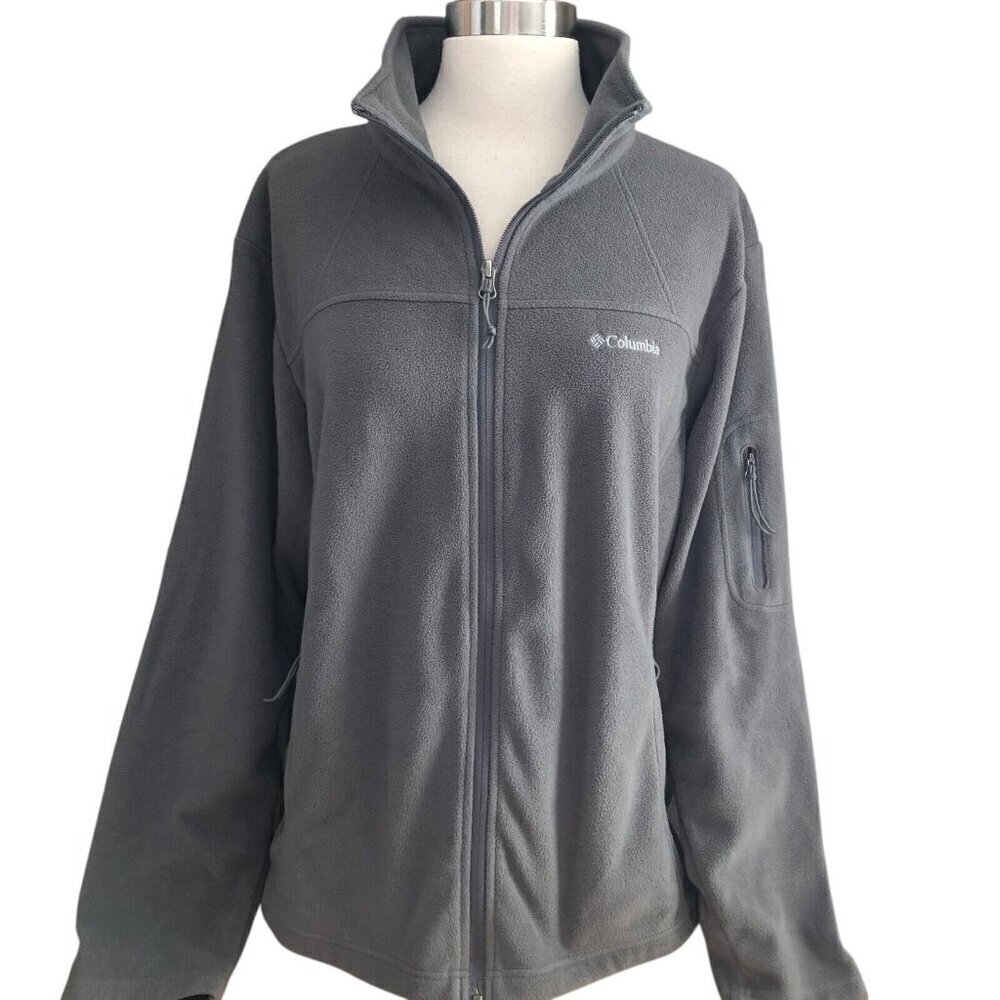 Columbia Benton Springs Womens Gray Fleece Zip Jacket Plus 1X Gorpcore Hiking